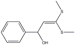 1-Phenyl-3,3-bis(methylthio)-2-propene-1-ol 구조식 이미지