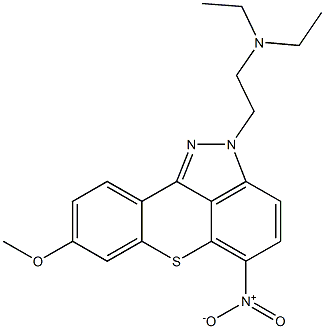 N,N-Diethyl-5-nitro-8-methoxy-2H-[1]benzothiopyrano[4,3,2-cd]indazole-2-ethanamine 구조식 이미지