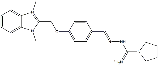 1,3-Dimethyl-2-[4-[2-[iminio(1-pyrrolidinyl)methyl]hydrazonomethyl]phenoxymethyl]1H-benzimidazol-3-ium 구조식 이미지