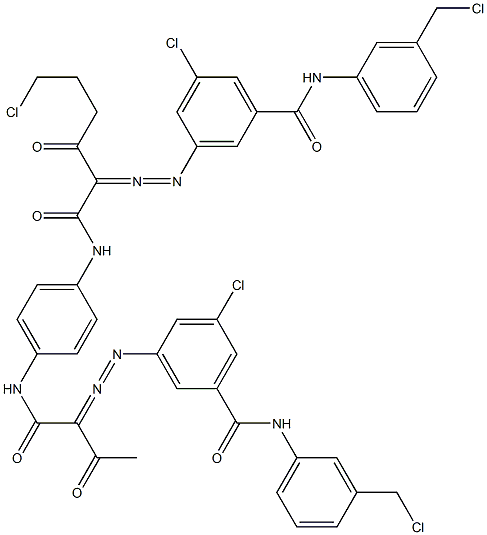 3,3'-[2-(2-Chloroethyl)-1,4-phenylenebis[iminocarbonyl(acetylmethylene)azo]]bis[N-[3-(chloromethyl)phenyl]-5-chlorobenzamide] 구조식 이미지