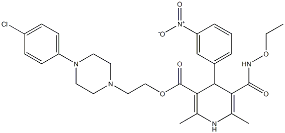 2,6-Dimethyl-4-(3-nitrophenyl)-5-[(ethoxyamino)carbonyl]-1,4-dihydropyridine-3-carboxylic acid 2-[4-(4-chlorophenyl)piperazin-1-yl]ethyl ester Structure