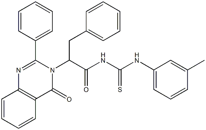 1-[2-(4-Oxo-2-phenyl-3,4-dihydroquinazolin-3-yl)-3-phenylpropionyl]-3-(m-tolyl)thiourea 구조식 이미지