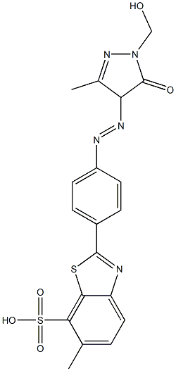 2-[4-[[1-(Hydroxymethyl)-3-methyl-5-oxo-4,5-dihydro-1H-pyrazole-4-yl]azo]phenyl]-6-methyl-7-benzothiazolesulfonic acid 구조식 이미지