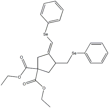 (3E)-3-[(Phenylseleno)methylene]-4-(phenylselenomethyl)cyclopentane-1,1-dicarboxylic acid diethyl ester 구조식 이미지