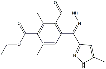 6,8-Dimethyl-4-(5-methyl-1H-pyrazol-3-yl)-1-oxo-1,2-dihydrophthalazine-7-carboxylic acid ethyl ester 구조식 이미지
