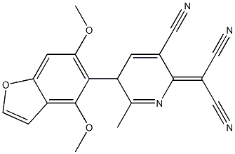 4,6-Dimethoxy-5-[[2-methyl-5-cyano-3,6-dihydro-6-(dicyanomethylene)pyridin]-3-yl]benzofuran 구조식 이미지