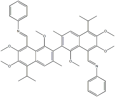 1,1',6,6',7,7'-Hexamethoxy-3,3'-dimethyl-5,5'-diisopropyl-8,8'-bis[(phenylimino)methyl]-2,2'-binaphthalene Structure