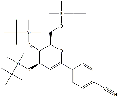 (4R,5R,6R)-5,6-Dihydro-2-(4-cyanophenyl)-4,5-bis(tert-butyldimethylsilyloxy)-6-(tert-butyldimethylsilyloxymethyl)-4H-pyran 구조식 이미지