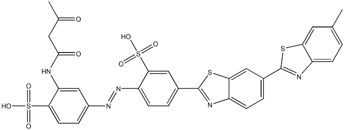 2-[(1,3-Dioxobutyl)amino]-4-[[4-(6-methyl[2,6'-bibenzothiazol]-2'-yl)-2-sulfophenyl]azo]benzenesulfonic acid Structure