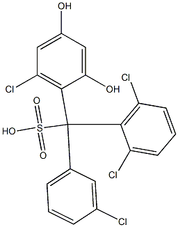 (3-Chlorophenyl)(2,6-dichlorophenyl)(6-chloro-2,4-dihydroxyphenyl)methanesulfonic acid Structure