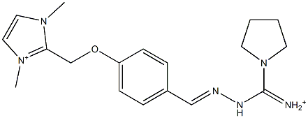 1,3-Dimethyl-2-[4-[2-[iminio(1-pyrrolidinyl)methyl]hydrazonomethyl]phenoxymethyl]1H-imidazol-3-ium 구조식 이미지
