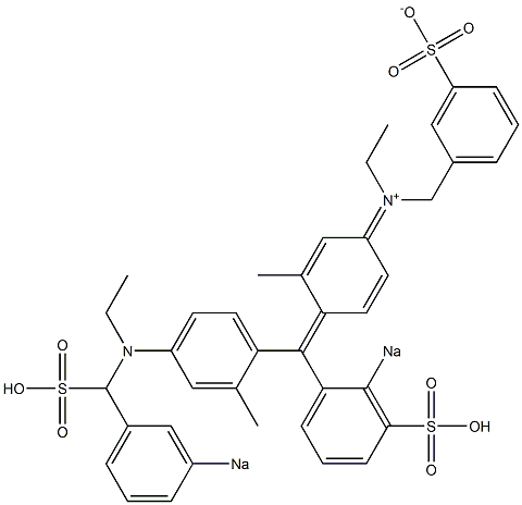 N-Ethyl-N-[4-[[4-[N-ethyl-N-(3-sodiosulfobenzyl)amino]-2-methylphenyl][2-sodiosulfophenyl]methylene]-3-methyl-2,5-cyclohexadien-1-ylidene]-3-sulfonatobenzenemethanaminium 구조식 이미지