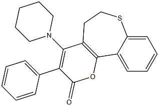 3-Phenyl-4-(piperidin-1-yl)-5,6-dihydro-2H-[1]benzothiepino[5,4-b]pyran-2-one Structure