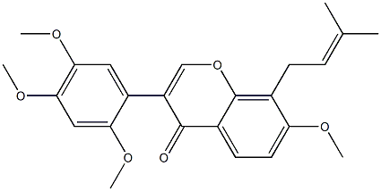 7-Methoxy-8-(3-methyl-2-butenyl)-3-(2,4,5-trimethoxyphenyl)-4H-1-benzopyran-4-one 구조식 이미지