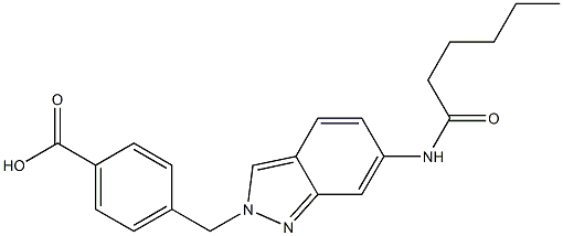 4-(6-Hexanoylamino-2H-indazol-2-ylmethyl)benzoic acid 구조식 이미지