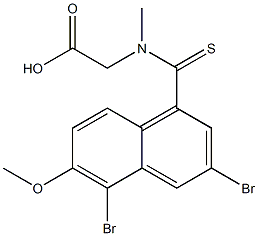 [N-[(3,5-Dibromo-6-methoxy-1-naphthalenyl)thiocarbonyl]-N-methylamino]acetic acid 구조식 이미지