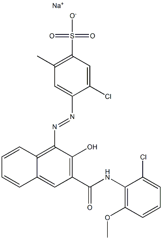 3-Chloro-6-methyl-4-[[3-[[(2-chloro-6-methoxyphenyl)amino]carbonyl]-2-hydroxy-1-naphtyl]azo]benzenesulfonic acid sodium salt 구조식 이미지