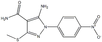 5-Amino-3-methylthio-1-(4-nitrophenyl)-1H-pyrazole-4-carboxamide 구조식 이미지