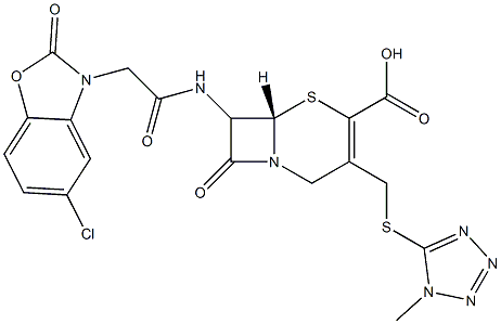 7-[[[(5-Chloro-2,3-dihydro-2-oxobenzoxazol)-3-yl]acetyl]amino]-3-[[(1-methyl-1H-tetrazol-5-yl)thio]methyl]cepham-3-ene-4-carboxylic acid Structure