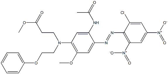 2'-(2-Chloro-4,6-dinitrophenylazo)-4'-methoxy-5'-[N-(2-methoxycarbonylethyl)-N-(2-phenoxyethyl)amino]acetanilide 구조식 이미지