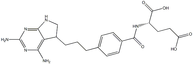 N-[4-[3-[(2,4-Diamino-5,6-dihydro-7H-pyrrolo[2,3-d]pyrimidin)-5-yl]propyl]benzoyl]-L-glutamic acid 구조식 이미지