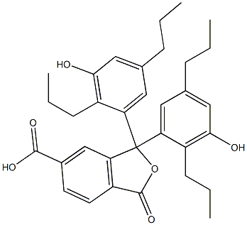 1,3-Dihydro-1,1-bis(3-hydroxy-2,5-dipropylphenyl)-3-oxoisobenzofuran-6-carboxylic acid 구조식 이미지