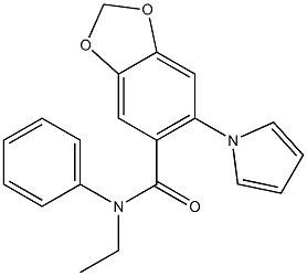 N-Ethyl-N-phenyl-6-(1H-pyrrol-1-yl)-1,3-benzodioxole-5-carboxamide 구조식 이미지