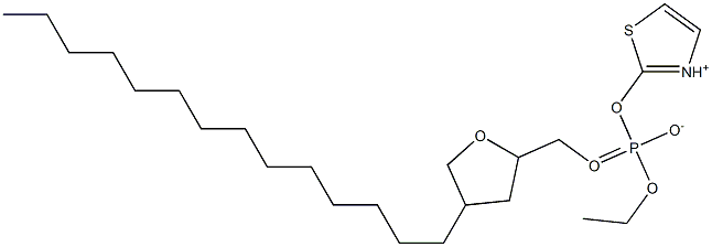 Phosphoric acid O-[(tetrahydro-4-tetradecylfuran)-2-ylmethyl]-O-[2-(thiazolium-3-yl)ethyl] ester 구조식 이미지
