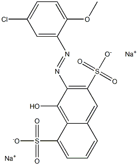 4-Hydroxy-3-[(5-chloro-2-methoxyphenyl)azo]naphthalene-2,5-disulfonic acid disodium salt Structure