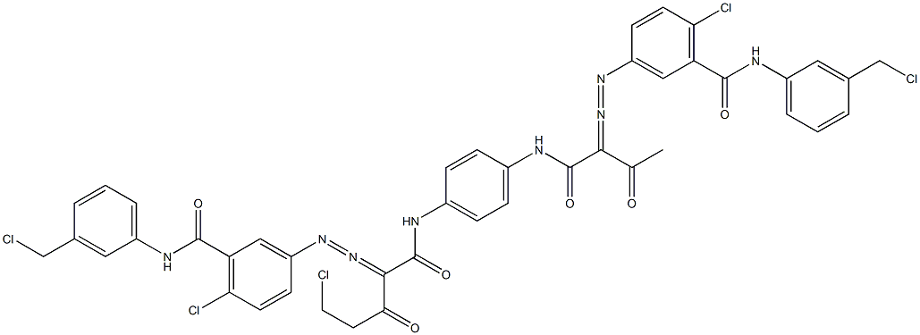 3,3'-[2-(Chloromethyl)-1,4-phenylenebis[iminocarbonyl(acetylmethylene)azo]]bis[N-[3-(chloromethyl)phenyl]-6-chlorobenzamide] 구조식 이미지