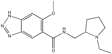 (-)-N-[(1-Ethyl-2-pyrrolidinyl)methyl]-6-methoxy-1H-benzotriazole-5-carboxamide 구조식 이미지