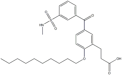 2-(Decyloxy)-5-[3-methylaminosulfonylbenzoyl]benzenepropanoic acid 구조식 이미지