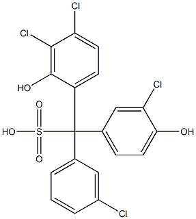 (3-Chlorophenyl)(3-chloro-4-hydroxyphenyl)(3,4-dichloro-2-hydroxyphenyl)methanesulfonic acid 구조식 이미지