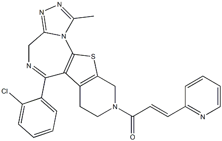 1-Methyl-6-(2-chlorophenyl)-9-[3-(pyridin-2-yl)acryloyl]-7,8,9,10-tetrahydro-4H-pyrido[4',3':4,5]thieno[3,2-f][1,2,4]triazolo[4,3-a][1,4]diazepine 구조식 이미지