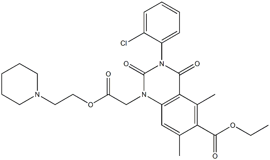 1,2,3,4-Tetrahydro-3-(2-chlorophenyl)-1-[(2-piperidinoethoxy)carbonylmethyl]-5,7-dimethyl-2,4-dioxoquinazoline-6-carboxylic acid ethyl ester 구조식 이미지