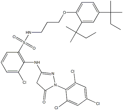 1-(2,4,6-Trichlorophenyl)-3-[2-chloro-6-[3-(2,4-di-tert-pentylphenoxy)propylsulfamoyl]anilino]-5(4H)-pyrazolone Structure