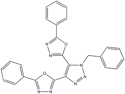 1-Benzyl-4,5-bis[5-(phenyl)-1,3,4-oxadiazol-2-yl]-1H-1,2,3-triazole 구조식 이미지