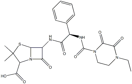(-)-6-[[(R)-(4-Ethyl-2,3-dioxo-1-piperazinylcarbonylamino)phenylacetyl]amino]-3,3-dimethyl-7-oxo-4-thia-1-azabicyclo[3.2.0]heptane-2-carboxylic acid Structure