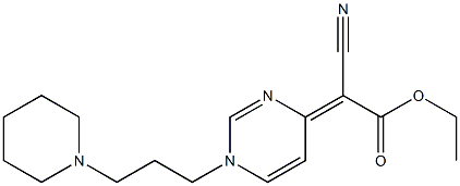 4-[Cyano(ethoxycarbonyl)methylene]-1,4-dihydro-1-(3-piperidinopropyl)pyrimidine Structure