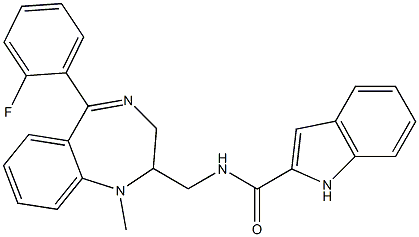 N-[[5-(2-Fluorophenyl)-2,3-dihydro-1-methyl-1H-1,4-benzodiazepin]-2-ylmethyl]-1H-indole-2-carboxamide Structure