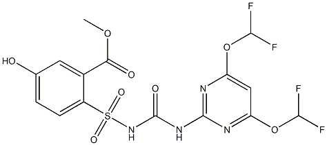 2-[[[[[4,6-Bis(difluoromethoxy)-2-pyrimidinyl]amino]carbonyl]amino]sulfonyl]-5-hydroxybenzoic acid methyl ester 구조식 이미지