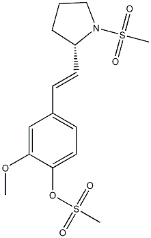 (2S)-2-[(E)-2-[3-Methoxy-4-(methylsulfonyloxy)phenyl]ethenyl]-1-(methylsulfonyl)pyrrolidine 구조식 이미지