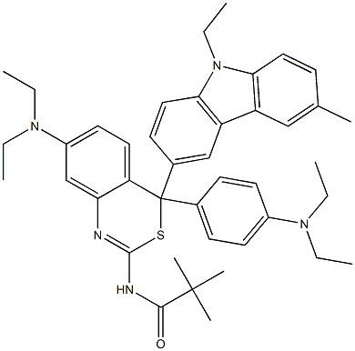 N-[7-(Diethylamino)-4-[4-(diethylamino)phenyl]-4-(9-ethyl-3-methyl-9H-carbazol-6-yl)-4H-3,1-benzothiazin-2-yl]pivalamide Structure