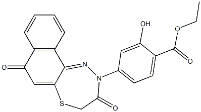 7,8-Dihydro-10-[4-(ethoxycarbonyl)-3-hydroxyphenyl]-7-thia-10,11-diaza-10H-cyclohepta[a]naphthalene-5,9-dione 구조식 이미지