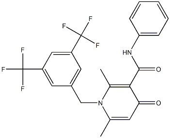 1-[3,5-Bis(trifluoromethyl)benzyl]-1,4-dihydro-2,6-dimethyl-N-phenyl-4-oxopyridine-3-carboxamide 구조식 이미지
