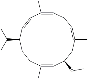 (1S,2E,7E,10R,11E)-10-Methoxy-4,8,12-trimethyl-1-isopropylcyclotetradeca-2,4,7,11-tetrene Structure