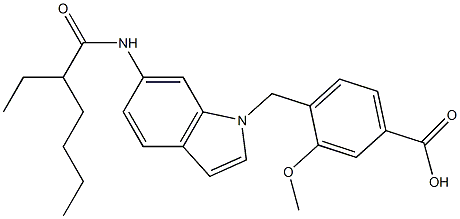 4-[6-[2-Ethylhexanoylamino]-1H-indol-1-ylmethyl]-3-methoxybenzoic acid Structure