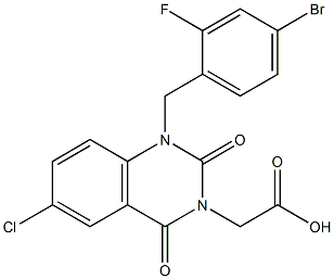 1-(4-Bromo-2-fluorobenzyl)-1,2,3,4-tetrahydro-6-chloro-2,4-dioxoquinazoline-3-acetic acid Structure