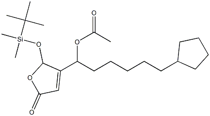 Acetic acid 1-[[2,5-dihydro-5-oxo-2-(tert-butyldimethylsiloxy)furan]-3-yl]-6-cyclopentylhexyl ester 구조식 이미지