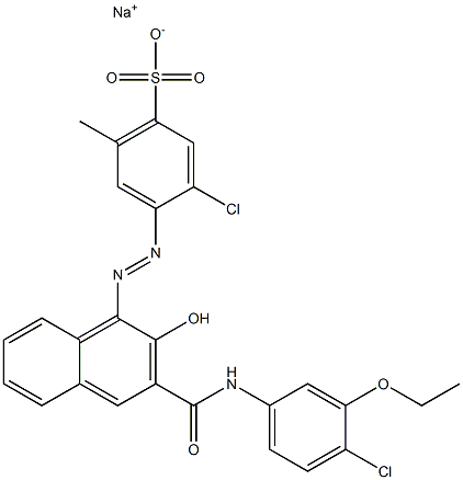 3-Chloro-6-methyl-4-[[3-[[(4-chloro-3-ethoxyphenyl)amino]carbonyl]-2-hydroxy-1-naphtyl]azo]benzenesulfonic acid sodium salt Structure